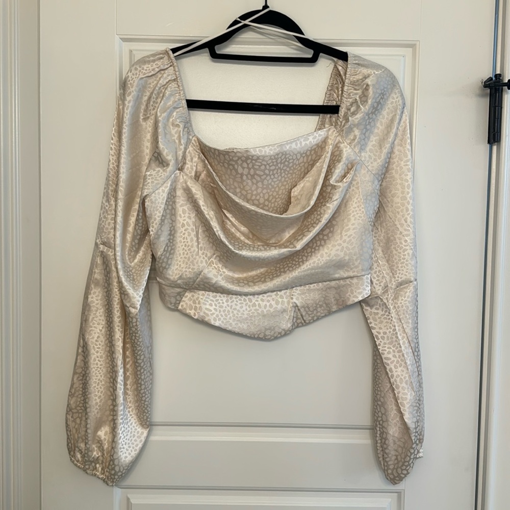 NWT Beige Leopard Long Sleeve Blouse